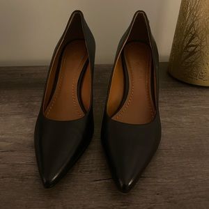 Coach black patent leather heels size 6, worn once!
